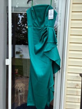 macys green dress Macy's | Dresses | Elegant One Shoulder Great For Nights Out Size:US 14/UK 16/Europe 44 burled Prom DENIM CULTURE